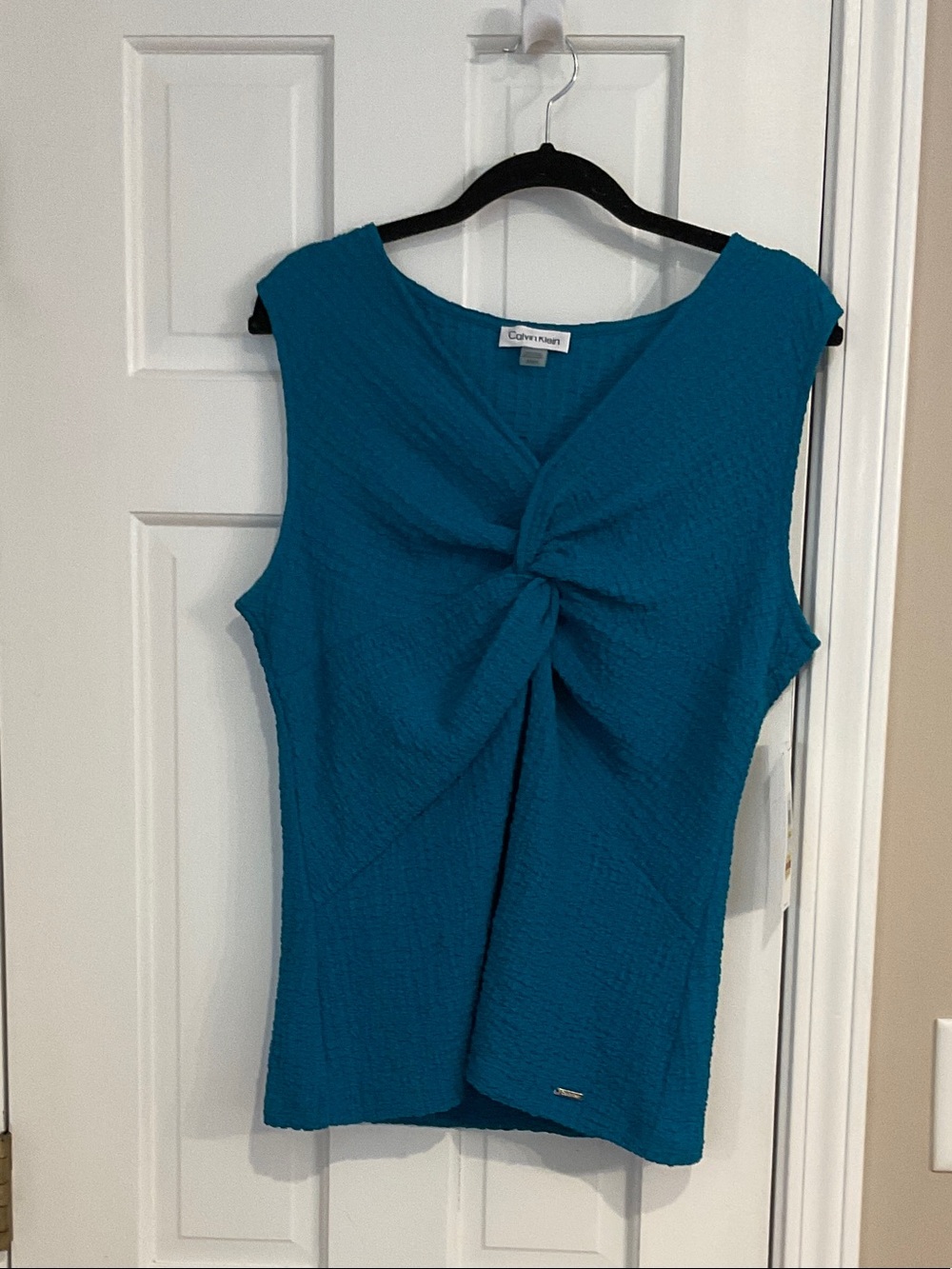 Calvin Klein Teal Twist-Front Sleeveless Tank